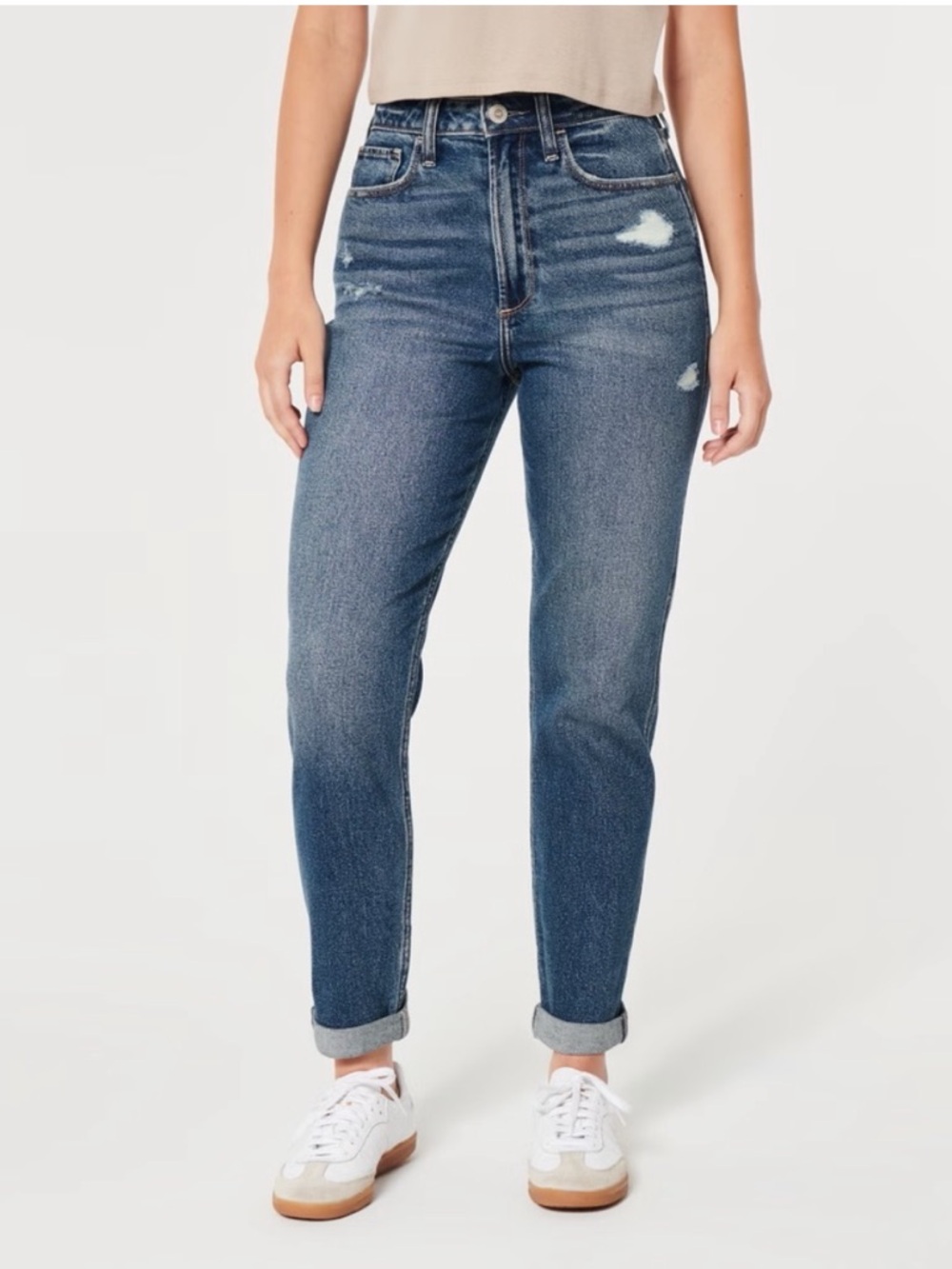 EUC Hollister Curvy Ultra High Rise Mom Jeans Vintage Stretch Medium Wash